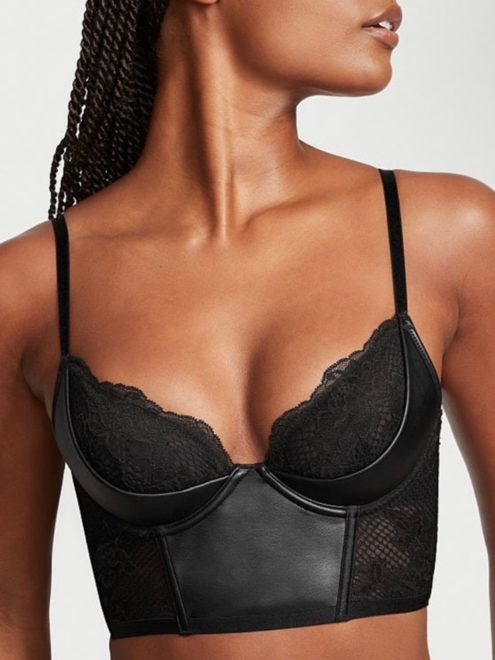 Victoria’s Secret VERY SEXY Faux Leather Fishnet Quarter Cup Corset Top